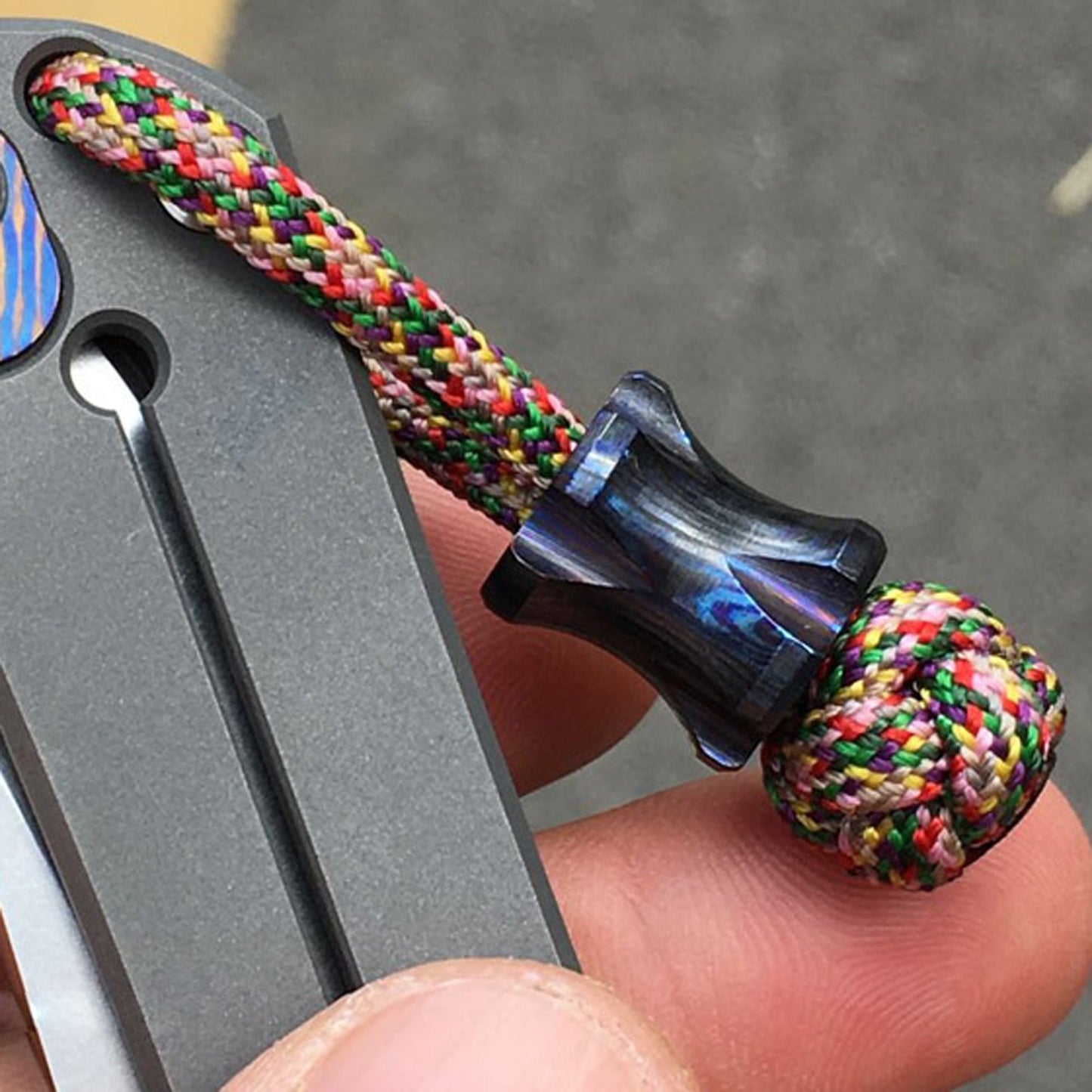 Paracord Bead Mokuti Timascus Titanium Damascus lanyard EDC knife bead-men's gift-bracelet of paracord-necklace pendant