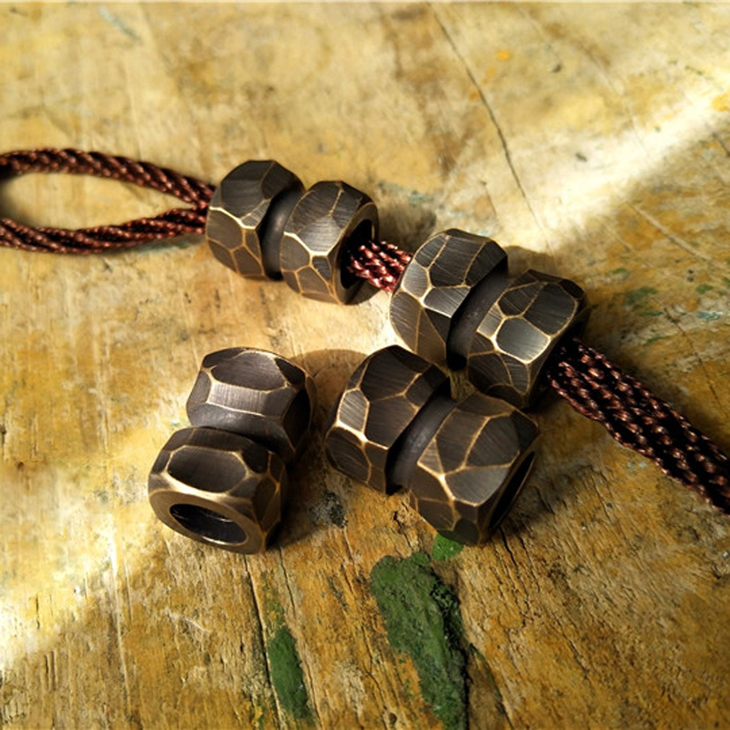 Paracord bead "Brass Bead Small Stone Texture" lanyard knife bead-EDC-custom bead-gift for men-bracelet of paracord-