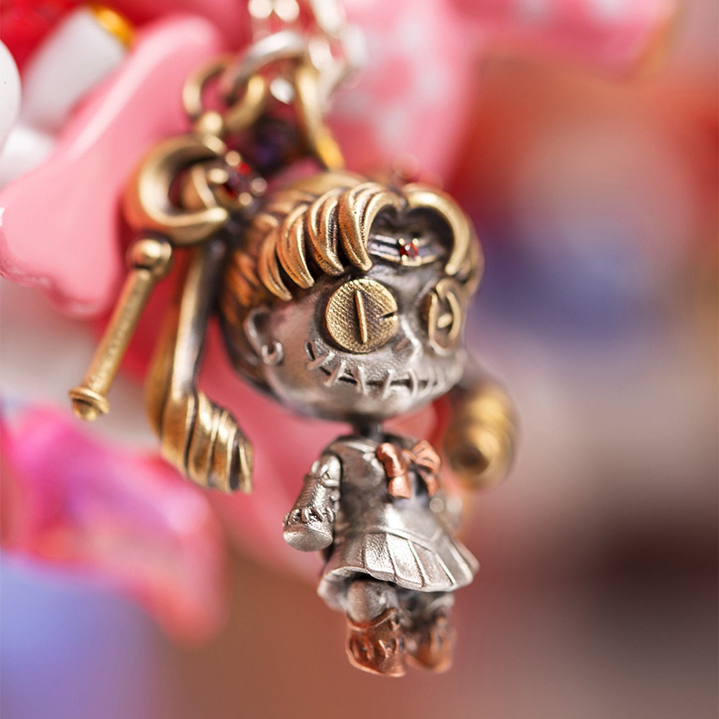 Sailor Moon doll with movable joints necklace for girl or boy Handmade S925 Solid Sterling Silver Swarovski pearl wedding gift women Jewelry