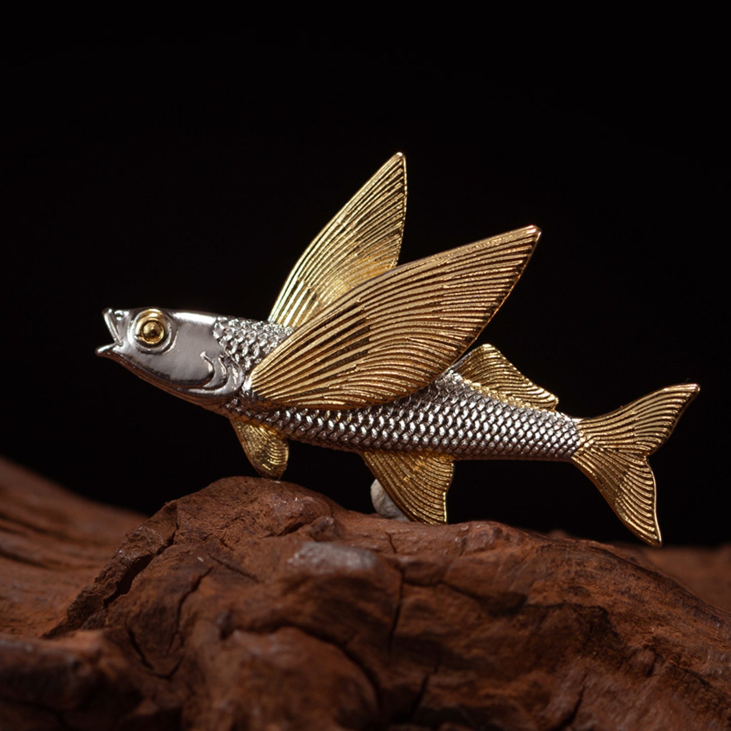 Flying Fish brooch Tie Tack breast pin collar pin tie pin hat pin EDC charm Gothic punk accessory Parents gift, husband gift, man gift