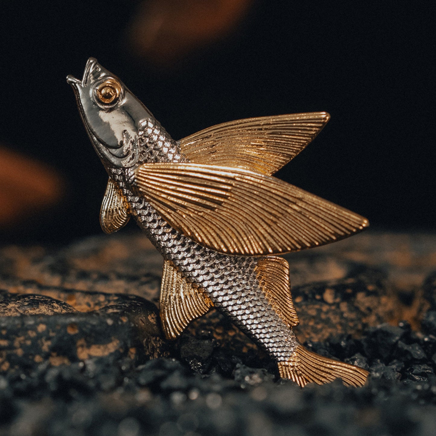 Flying Fish brooch Tie Tack breast pin collar pin tie pin hat pin EDC charm Gothic punk accessory Parents gift, husband gift, man gift
