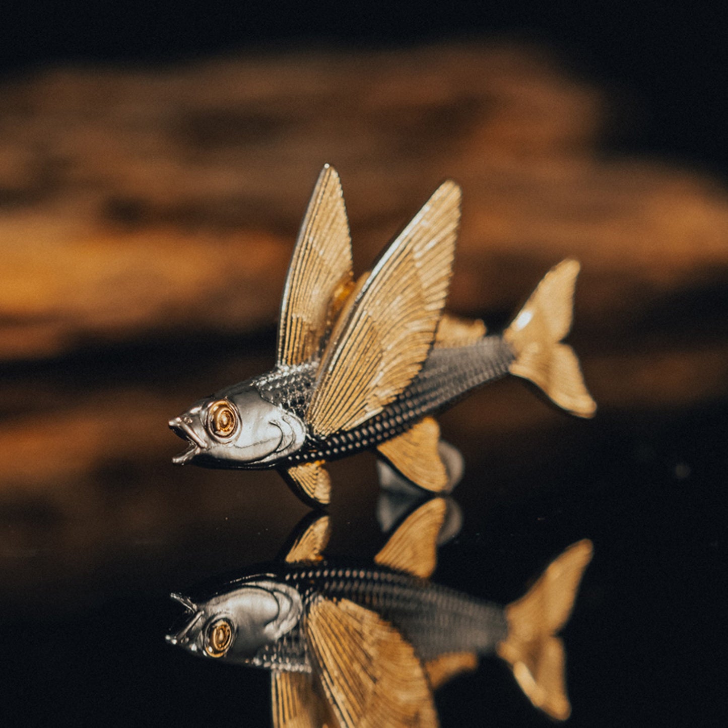 Flying Fish brooch Tie Tack breast pin collar pin tie pin hat pin EDC charm Gothic punk accessory Parents gift, husband gift, man gift