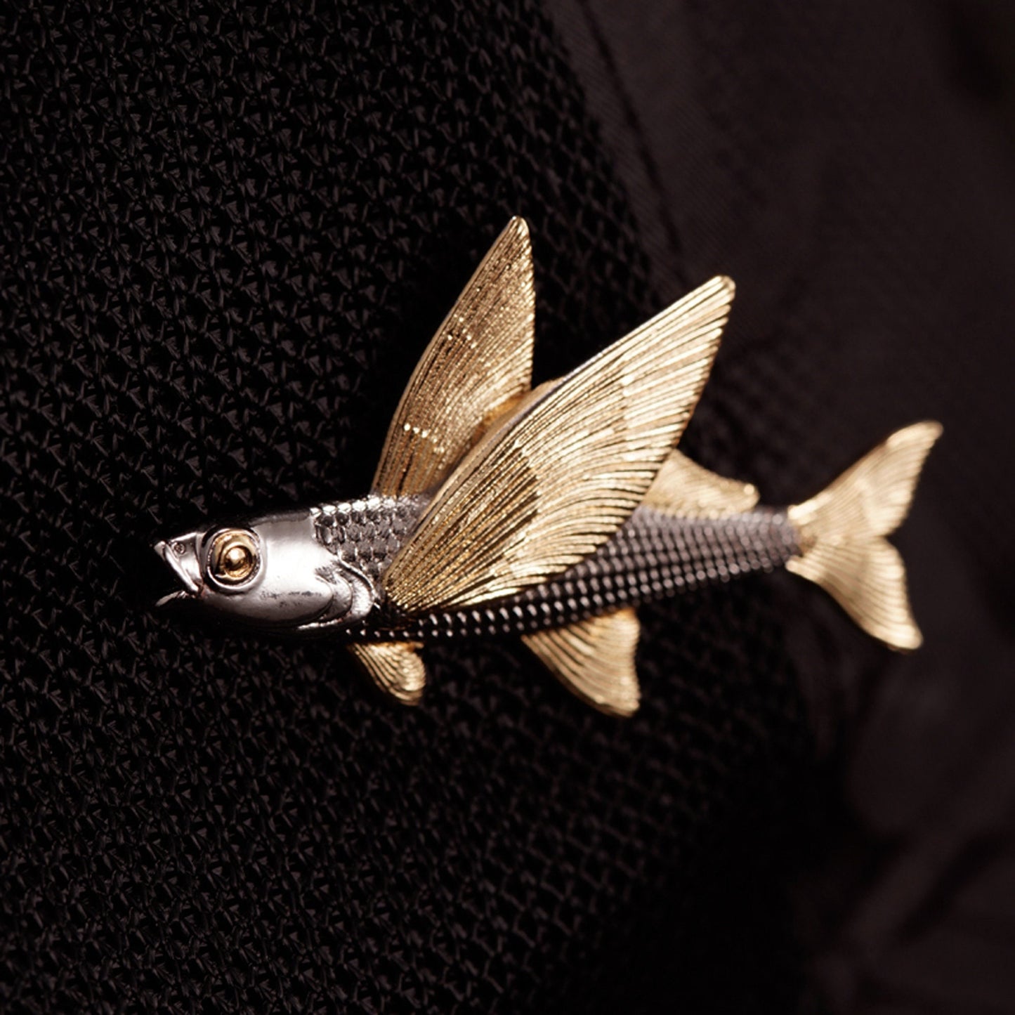 Flying Fish brooch Tie Tack breast pin collar pin tie pin hat pin EDC charm Gothic punk accessory Parents gift, husband gift, man gift