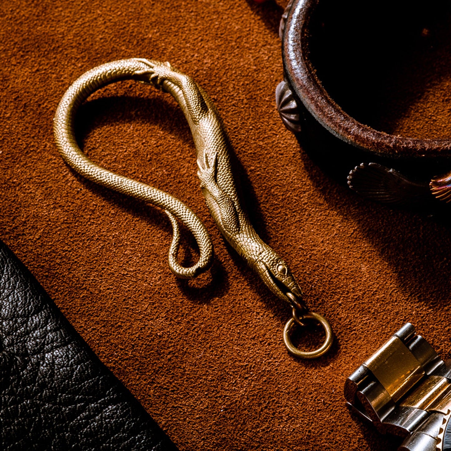 Lizard Key hook S Hanger key ring key chain Solid Brass Key ring EDC charm Gothic and punk accessory Father gift, man gift