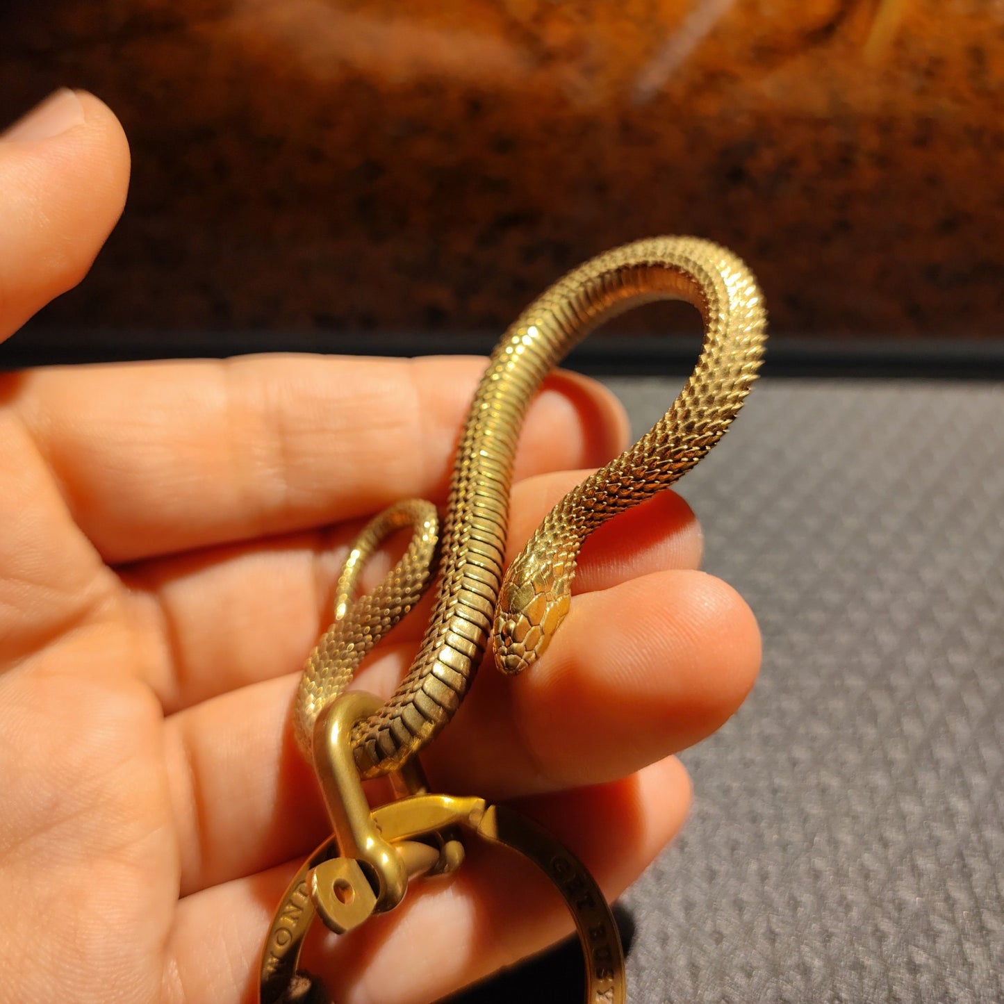 Snake Key Hook S Hanger key ring Rattlesnake key chain Solid Brass Key ring EDC charm Gothic and punk accessory Father gift, man gift