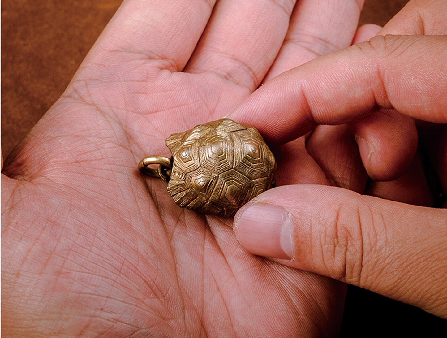 Turtle Shell bell key chain Solid Brass Key ring EDC charm Gothic and punk accessory deep sea lover Father gift, husband gift, best man gift