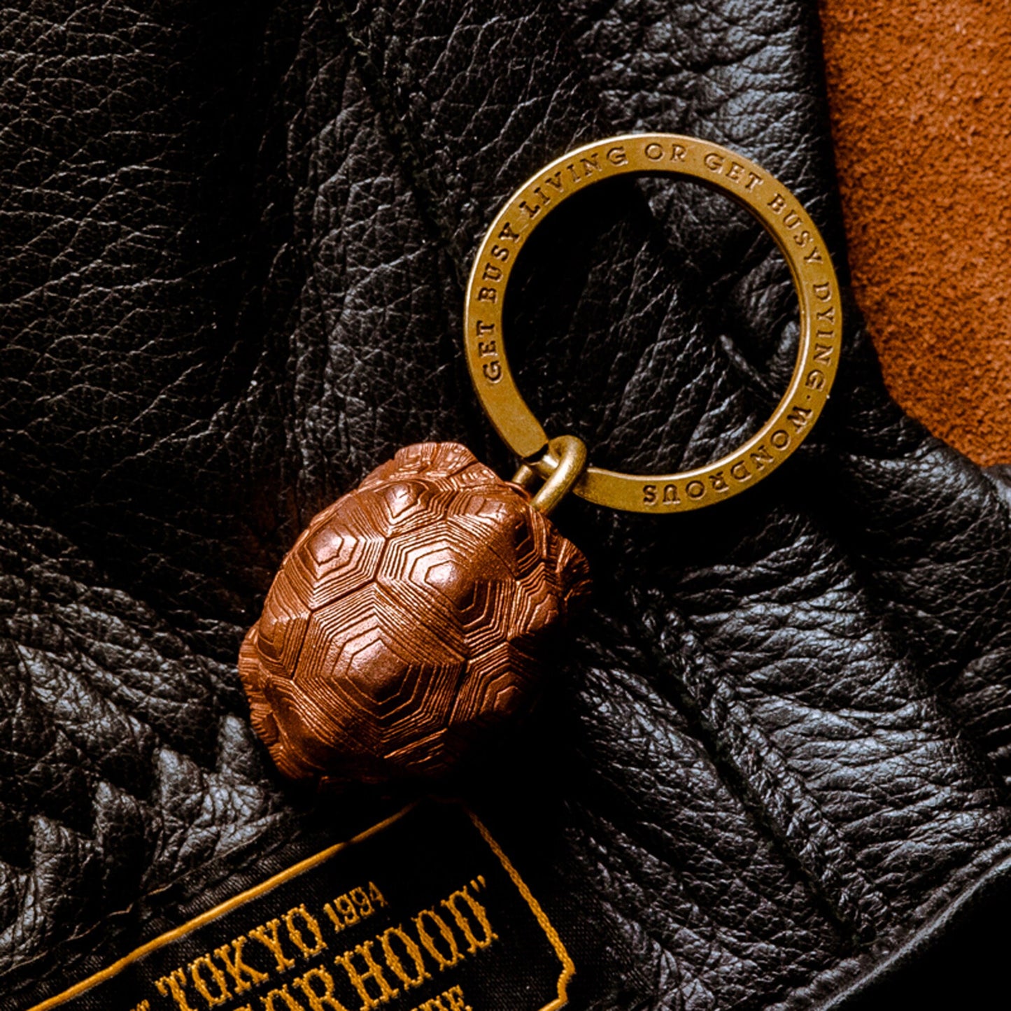 Turtle Shell bell key chain Solid Brass Key ring EDC charm Gothic and punk accessory deep sea lover Father gift, husband gift, best man gift