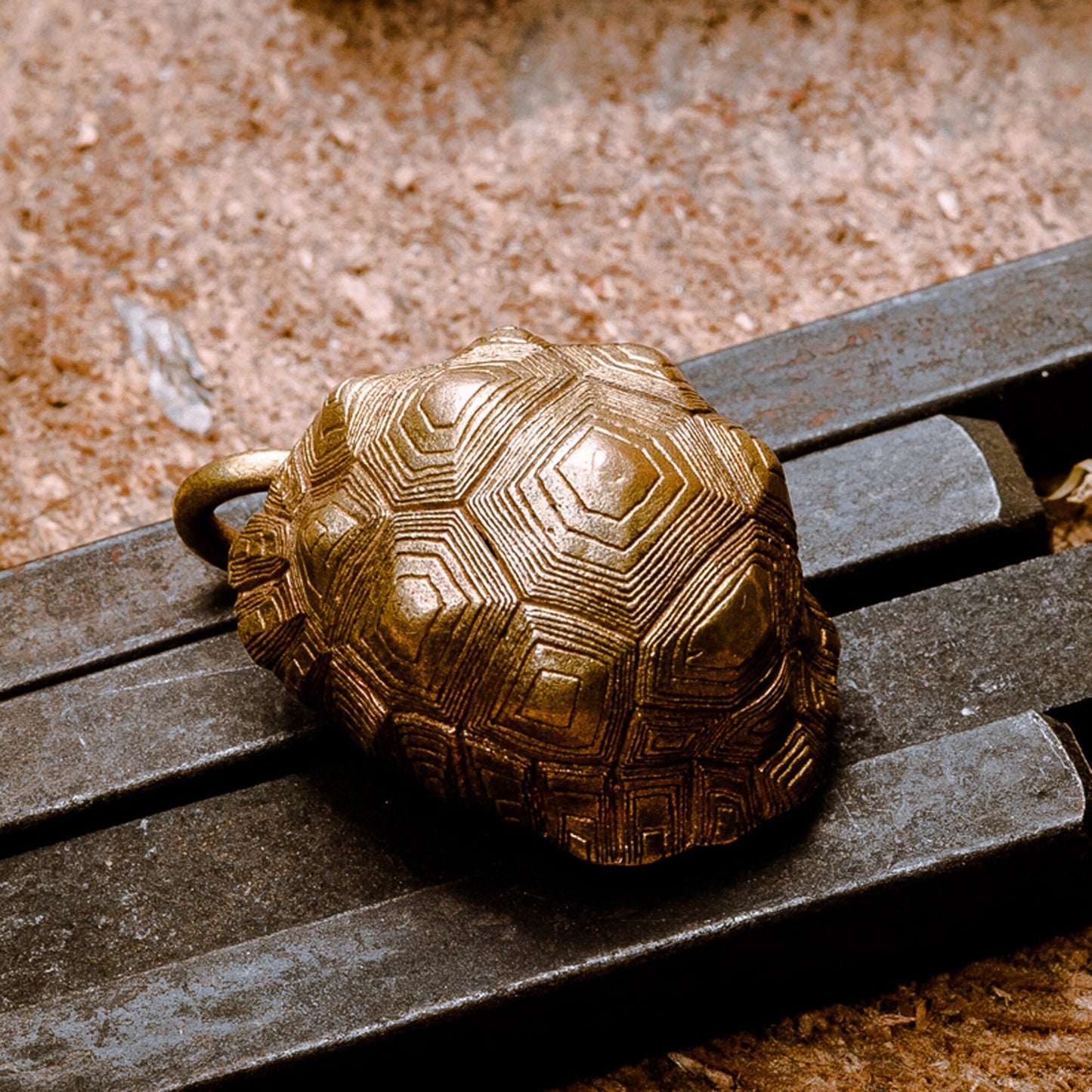 Turtle Shell bell key chain Solid Brass Key ring EDC charm Gothic and punk accessory deep sea lover Father gift, husband gift, best man gift