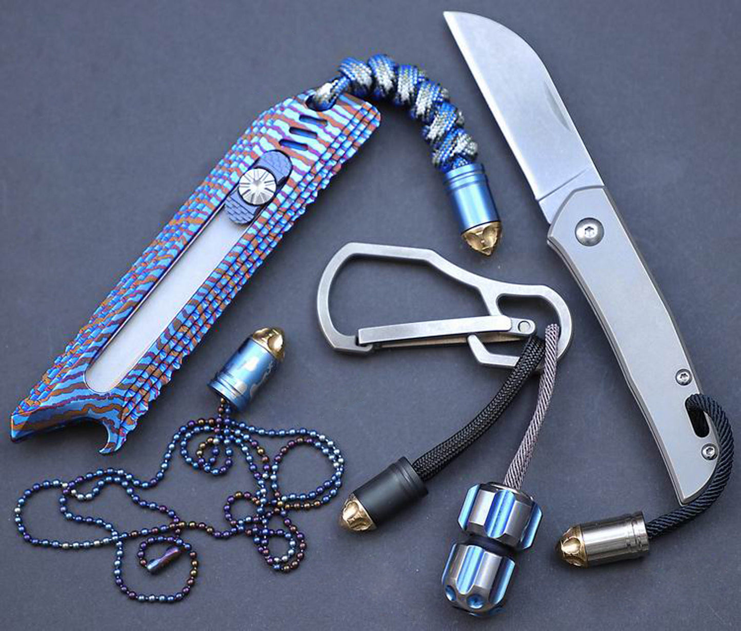 Paracord bead "Titanium Bullet Shape bead" knife bead-lanyard bead-EDC bead-custom bead-gift for men-bracelet bead