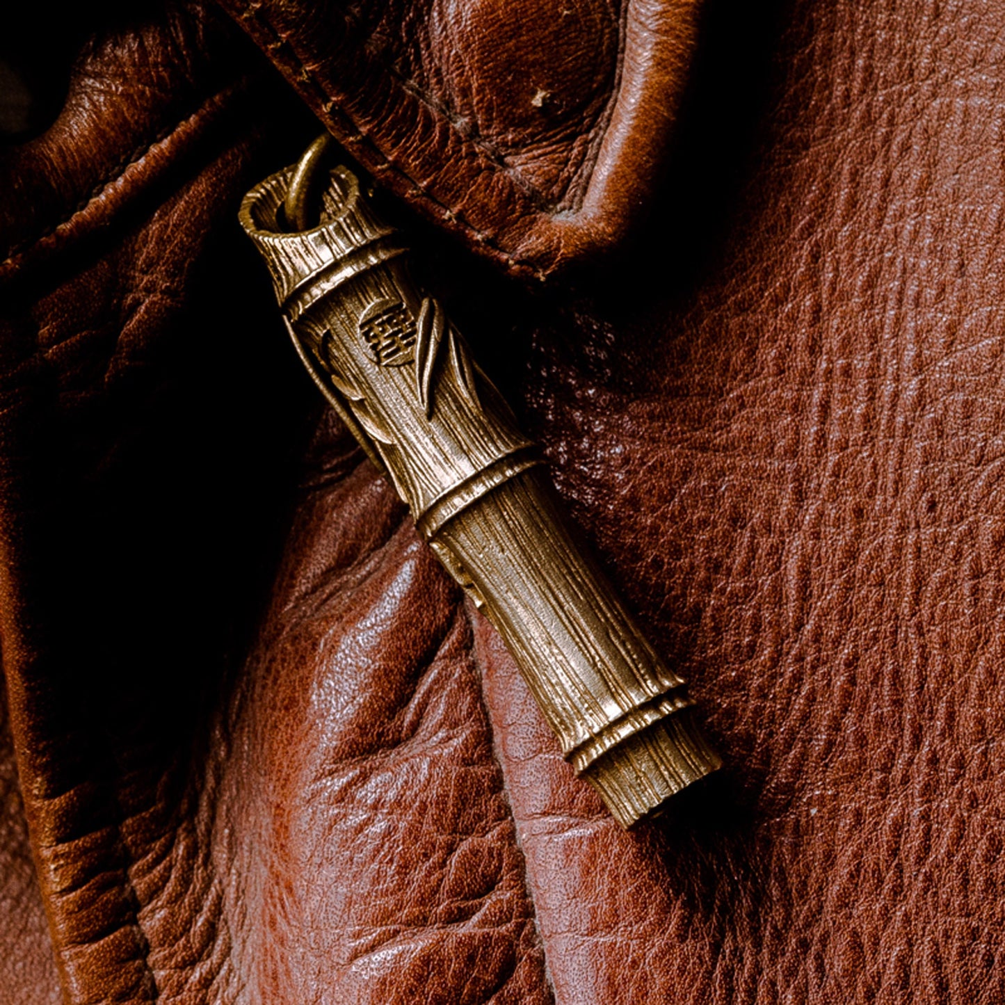 Survival Whistle key chain solid brass Cicada bamboo Survival EDC charm Gothic and punk accessory Father gift, husband gift, man gift