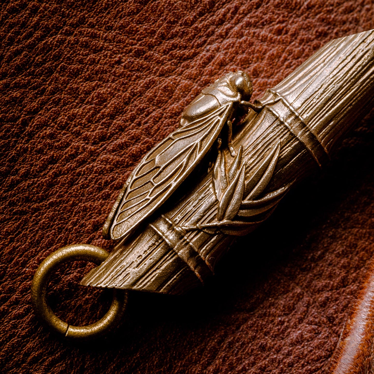 Survival Whistle key chain solid brass Cicada bamboo Survival EDC charm Gothic and punk accessory Father gift, husband gift, man gift