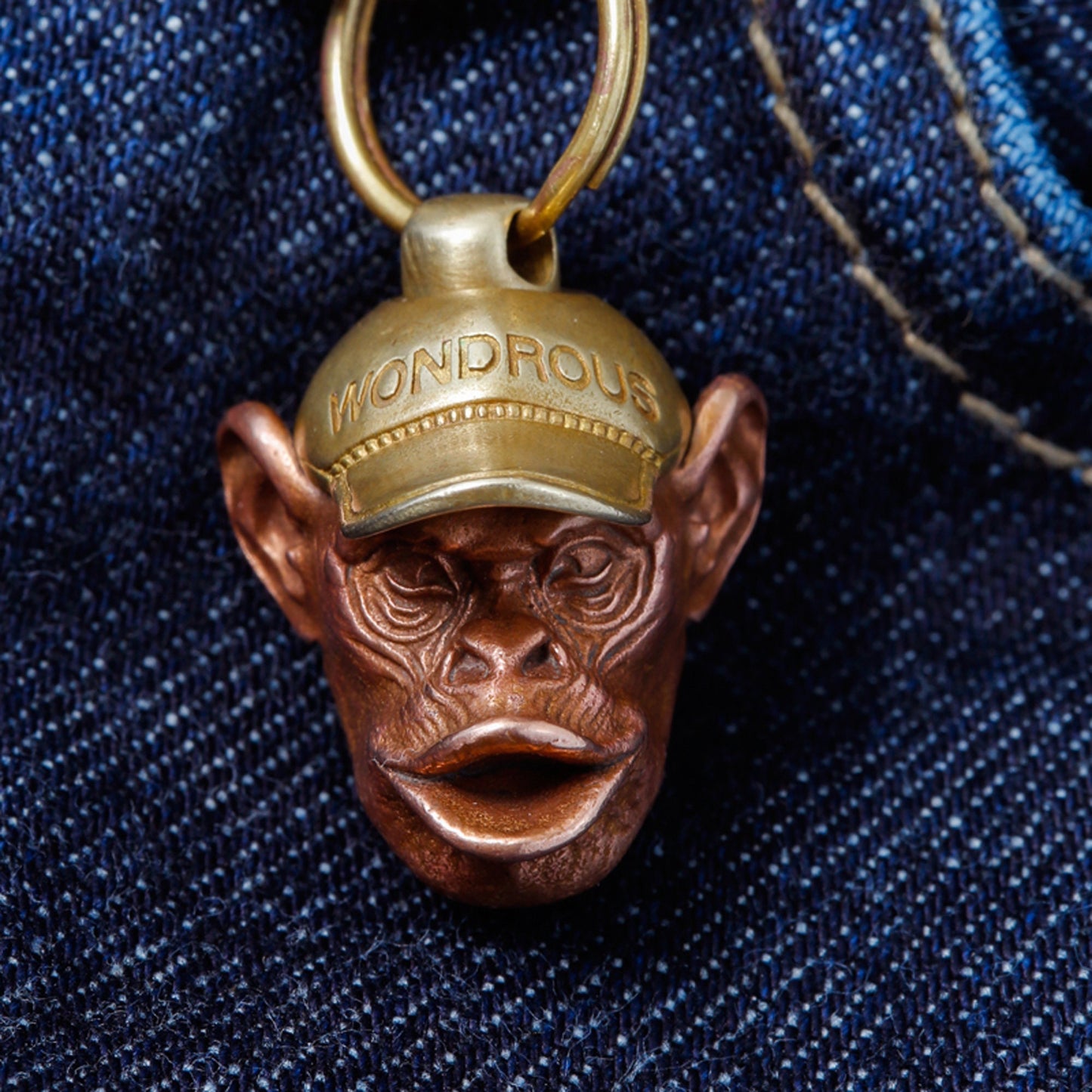 Orangutan key ring paracord bead key chain Solid Brass Key ring EDC charm Gothic and punk accessory Father gift, husband gift, man gift