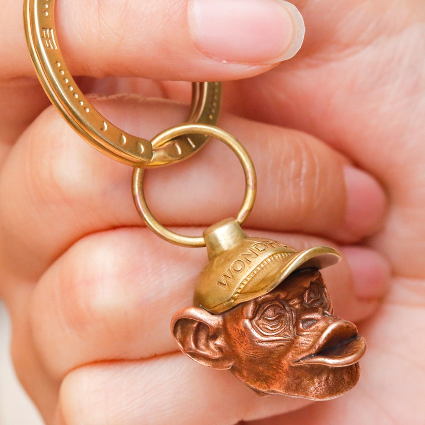 Orangutan key ring paracord bead key chain Solid Brass Key ring EDC charm Gothic and punk accessory Father gift, husband gift, man gift