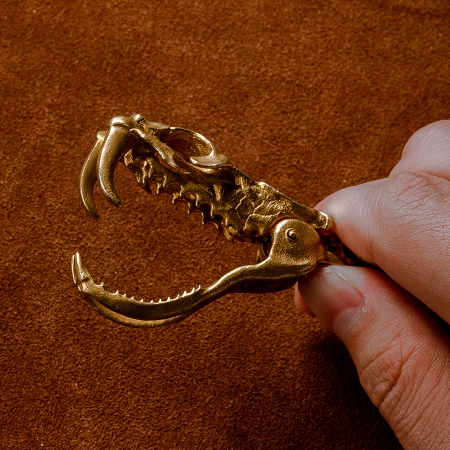 Viper Head Bone Clip key chain Solid Brass Snake Bone Key ring EDC charm Gothic and punk accessory Father gift, husband gift, best man gift
