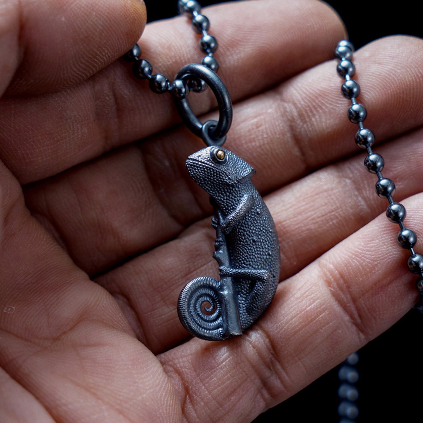 Chameleon Necklace Pedant S925 silver EDC charm gift for men Gothic and punk accessory Father gift, husband gift, best man gift