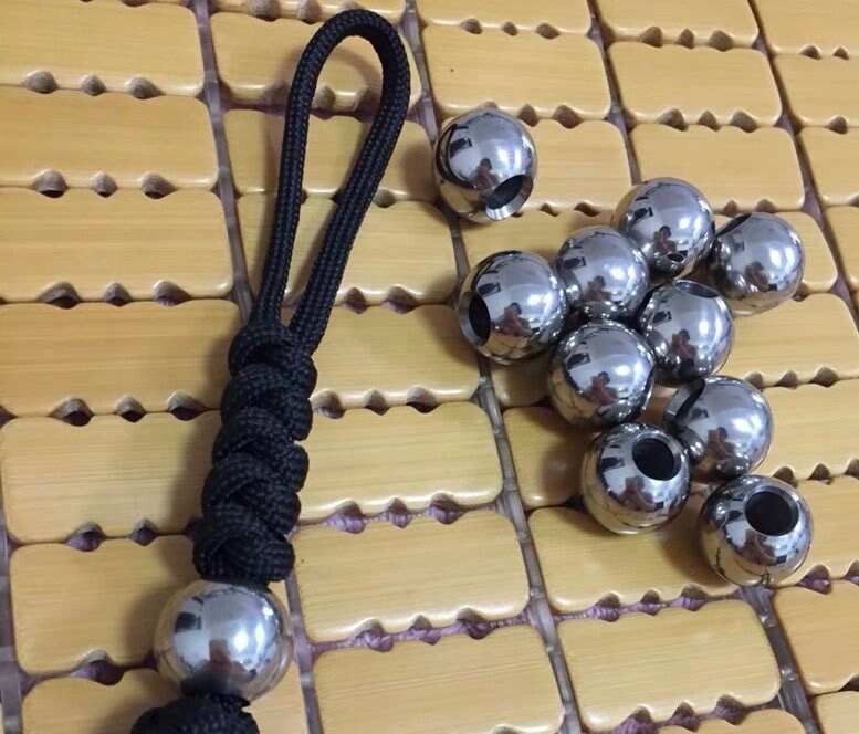 Paracord Bead "Round Titanium Bead" Men Bracelet Titanium Alloy lanyard knife bead-EDC-custom bead-gift for men bracelet of paracord