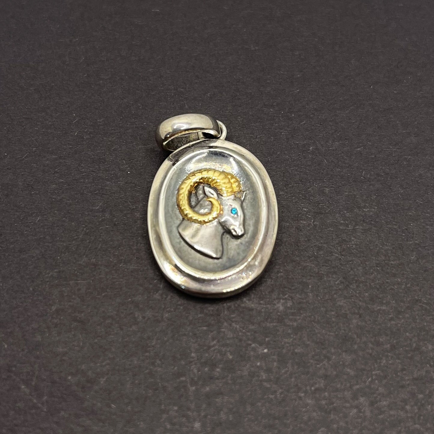 Silver Aries Goat Pedant necklace for girl or boy Handmade S925 Solid Sterling Silver 24K gold inlay wedding gift women Jewelry