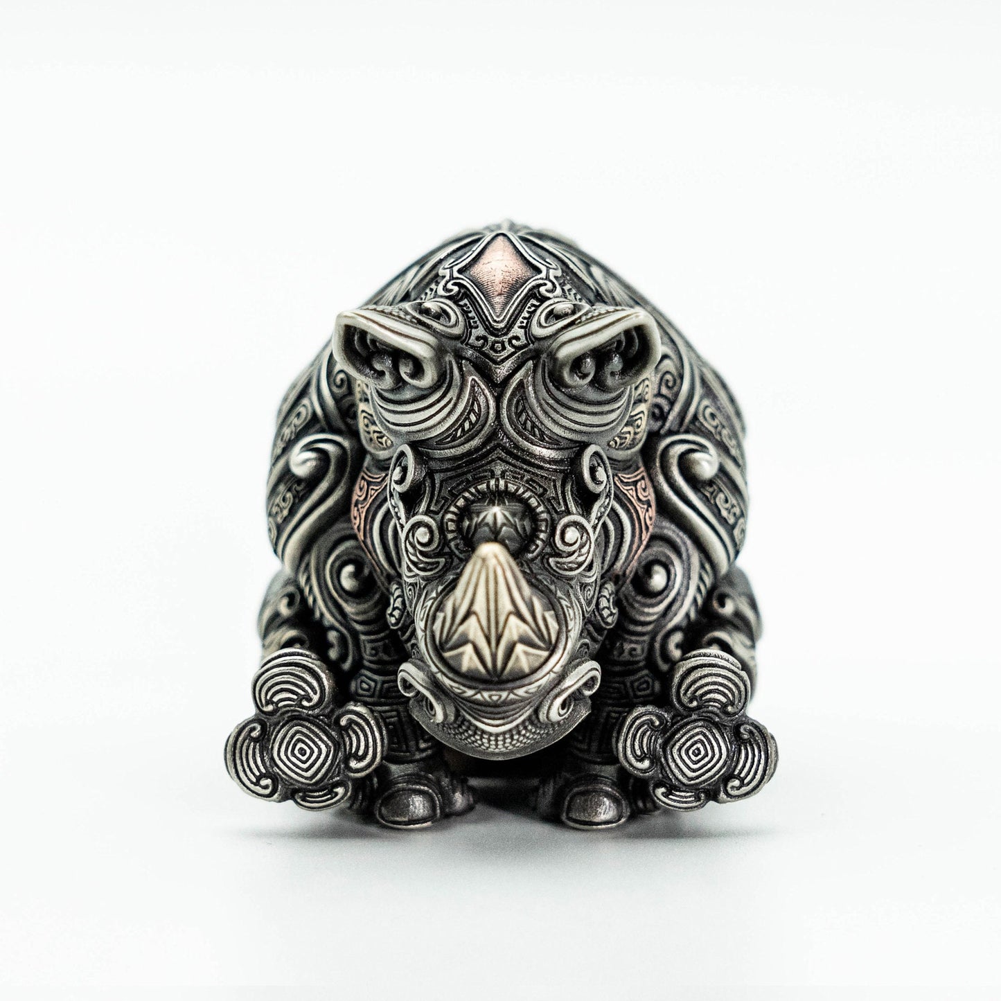 Rhino Desk Decoration "Rhinoceros Pattern Style" Handmade cupronickel decoration Rhino