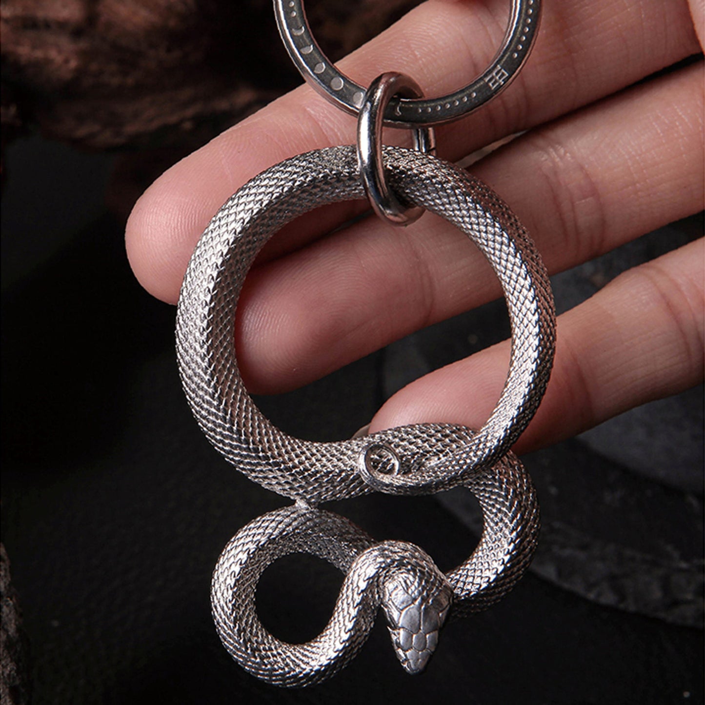 Stainless Steel Snake key chain Key ring EDC charm gift for men Gothic and punk accessory Father gift, husband gift, best man gift
