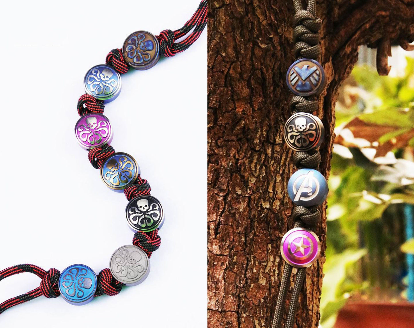 Paracord bead "Hydra Avengers Titanium Bead S" knife bead-lanyard bead-EDC bead-custom bead-gift for men-bracelet bead