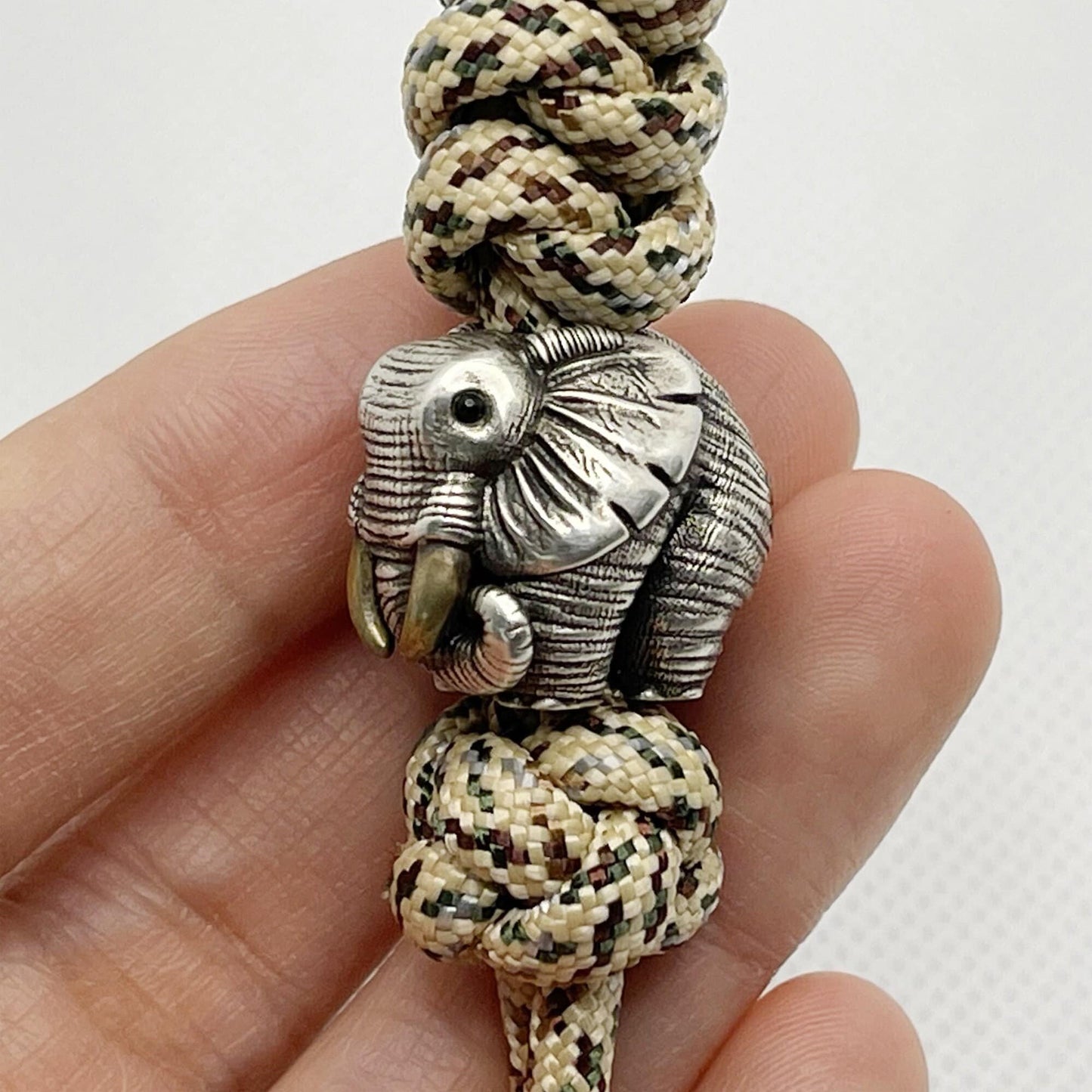 Paracord Bead "Elephant true-life style" knife bead-Handmade lanyard bead-EDC bead-animal bead-gift for men-bracelet bead paracord bracelet