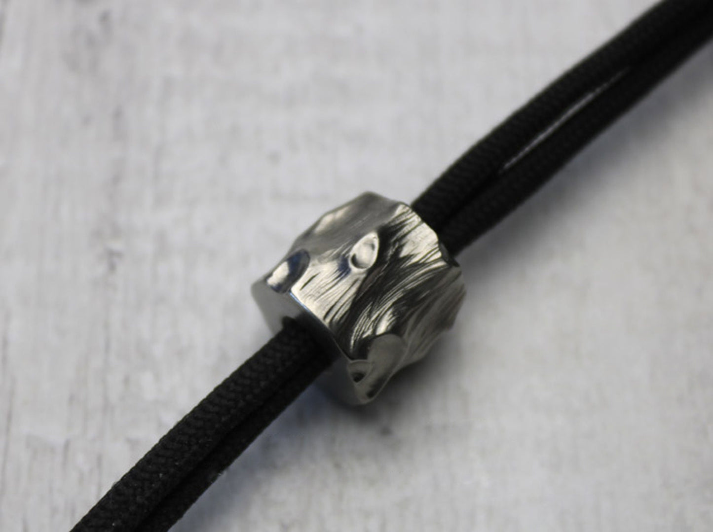 Hand Engraved Wood Pile Titanium lanyardbead-knife bead-EDC-custom bead-gift for men-bracelet bead bracelet of paracord necklace pendant