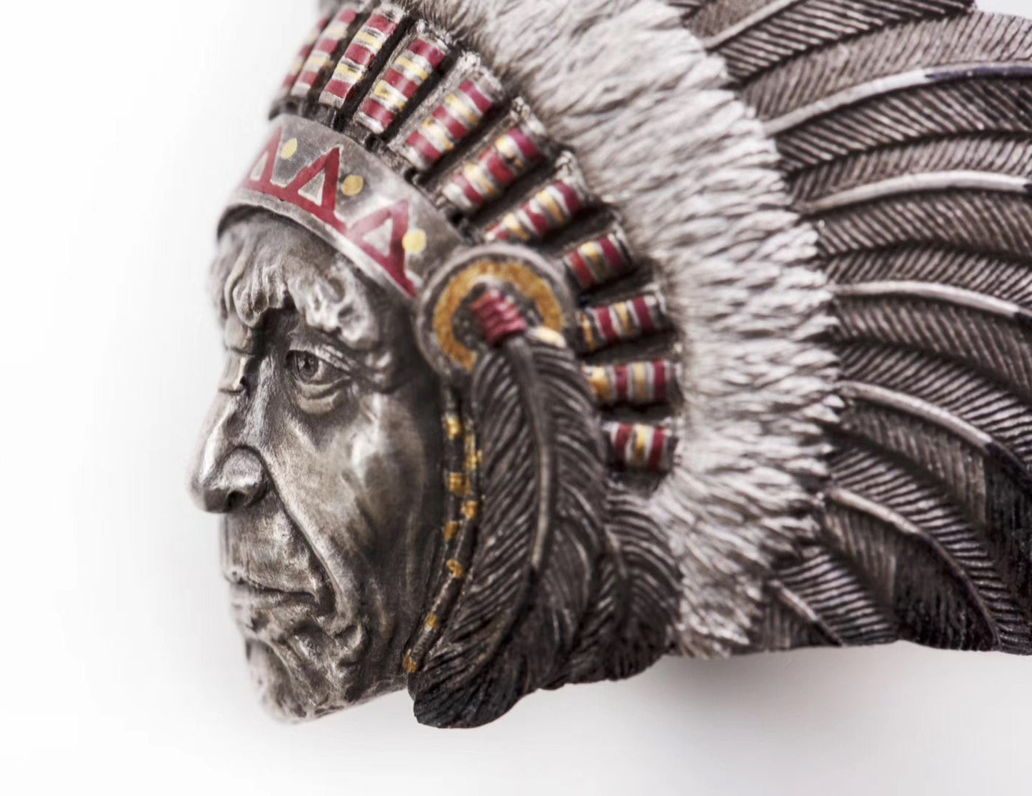 Native American Ring 925 Sterling Silver with 24K gold inlay Indian Chief Ring Wild West jewelry Tribal ring Indian chief jewelry Men Ring