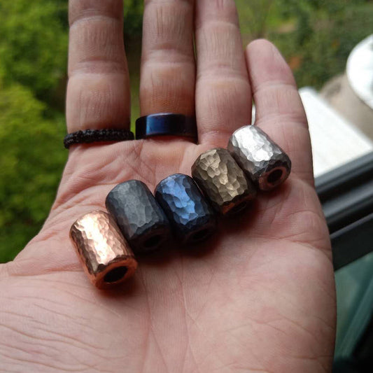 Paracord bead "Hand Hammered Bead" Iron Alloy Copper lanyard knife bead-EDC-custom bead-gift for men-bracelet of paracord-necklace pendant