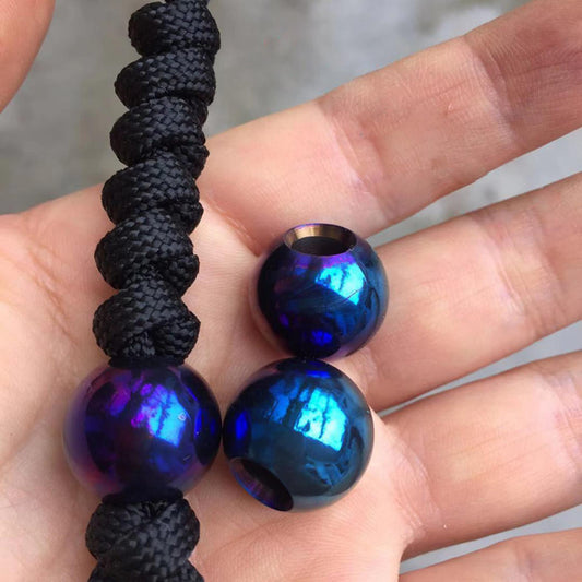 Paracord Bead "Round Titanium Bead" Men Bracelet Titanium Alloy lanyard knife bead-EDC-custom bead-gift for men bracelet of paracord