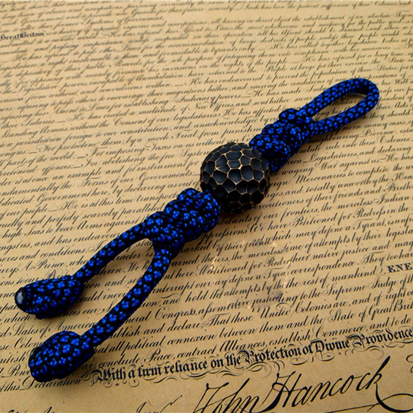 Paracord bead "Brass Bead Black Stone Ball" lanyard knife bead-EDC-custom bead-gift for men-bracelet of paracord-