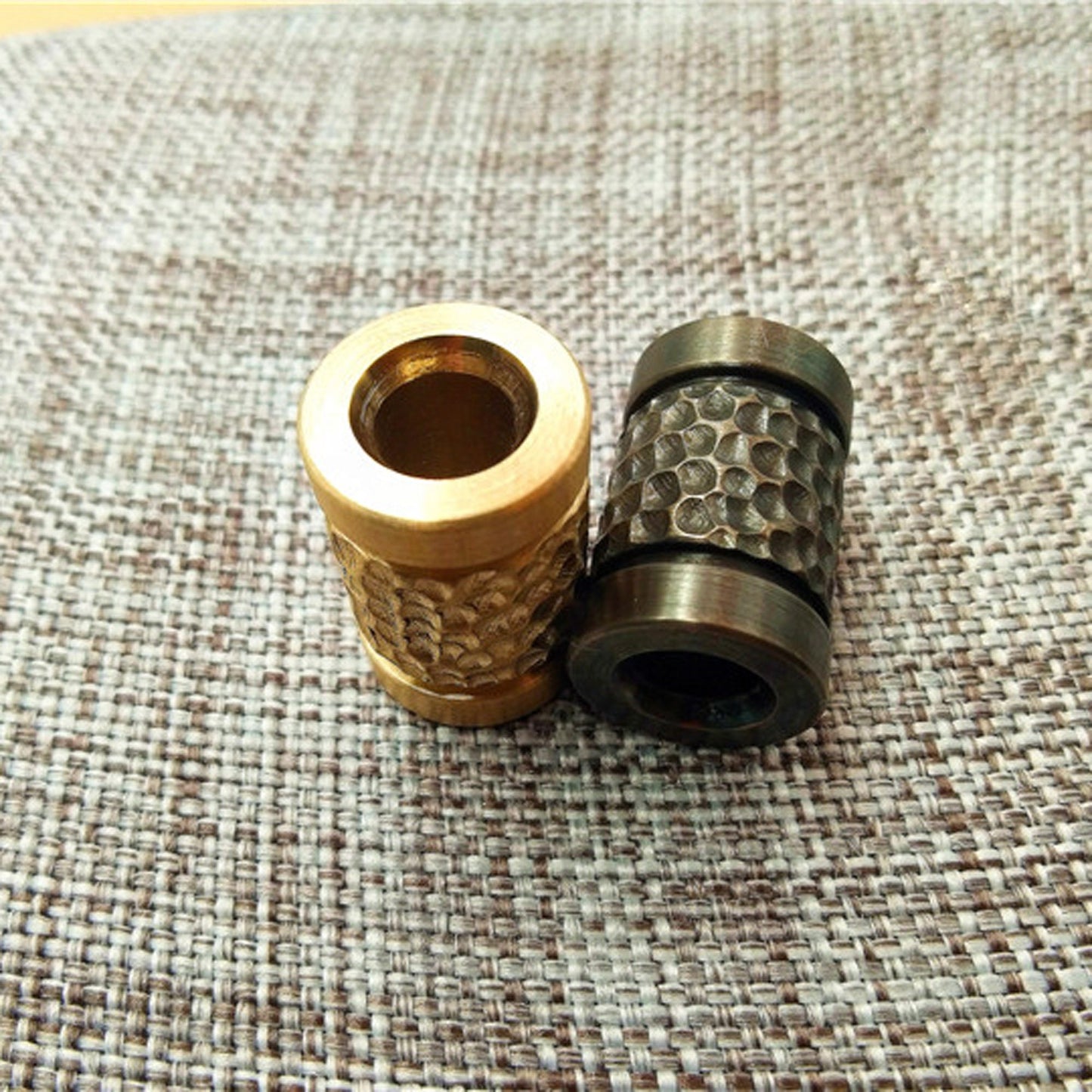 Paracord bead "Brass Bead Cylinder Meteor Crater Texture" lanyard knife bead-EDC-custom bead-gift for men-bracelet of paracord-