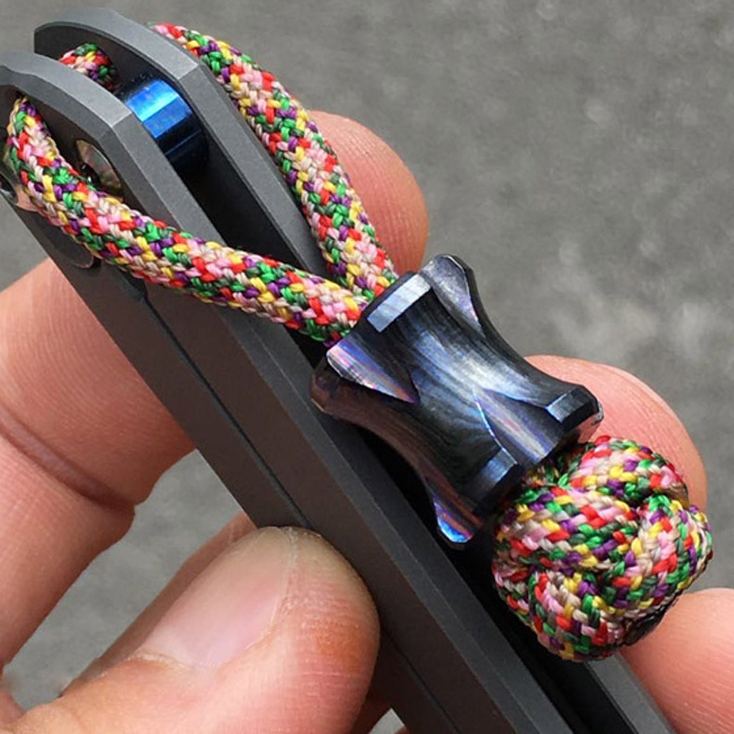 Paracord Bead Mokuti Timascus Titanium Damascus lanyard EDC knife bead-men's gift-bracelet of paracord-necklace pendant