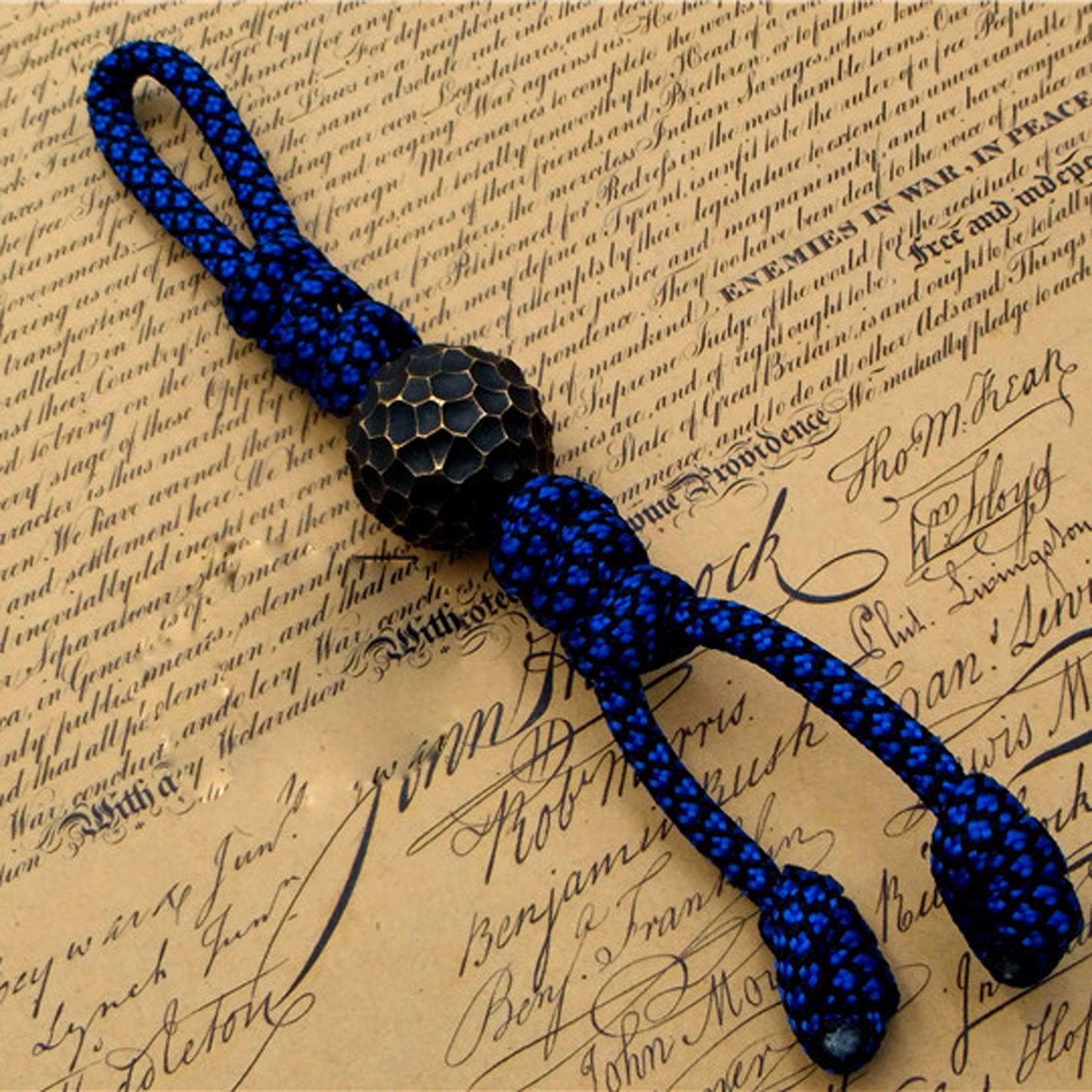 Paracord bead "Brass Bead Black Stone Ball" lanyard knife bead-EDC-custom bead-gift for men-bracelet of paracord-