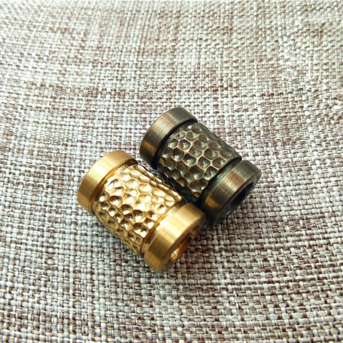 Paracord bead "Brass Bead Cylinder Meteor Crater Texture" lanyard knife bead-EDC-custom bead-gift for men-bracelet of paracord-
