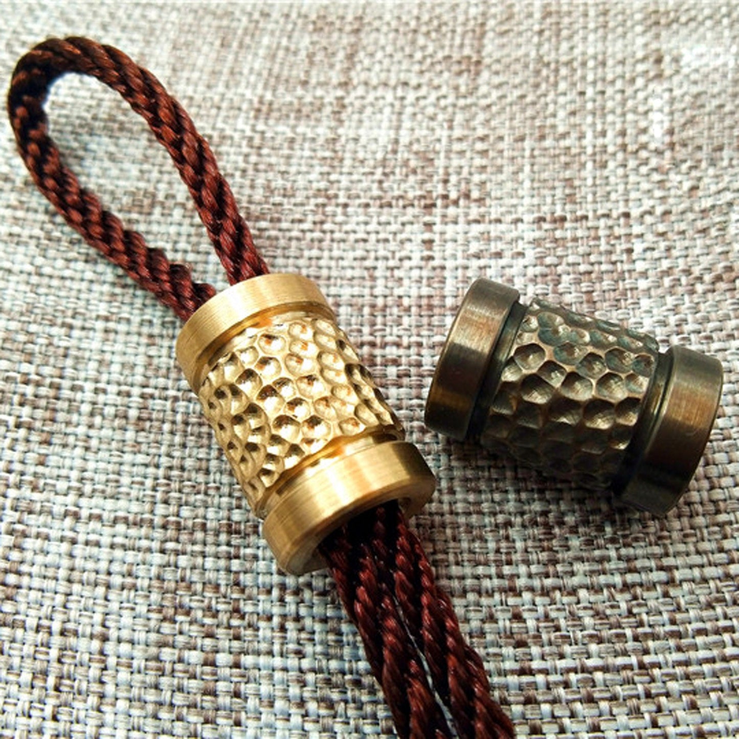 Paracord bead "Brass Bead Cylinder Meteor Crater Texture" lanyard knife bead-EDC-custom bead-gift for men-bracelet of paracord-