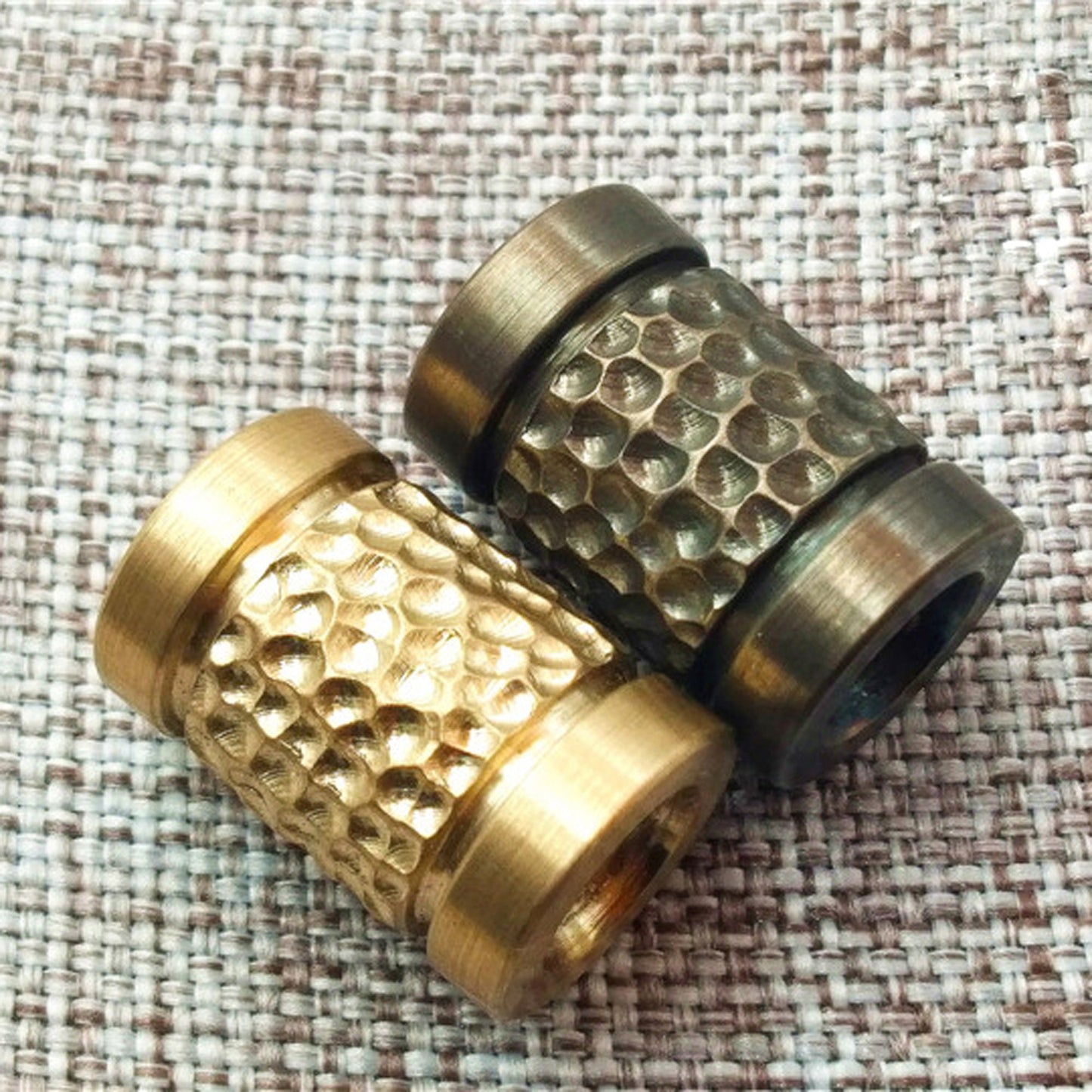Paracord bead "Brass Bead Cylinder Meteor Crater Texture" lanyard knife bead-EDC-custom bead-gift for men-bracelet of paracord-