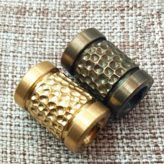 Paracord bead "Brass Bead Cylinder Meteor Crater Texture" lanyard knife bead-EDC-custom bead-gift for men-bracelet of paracord-