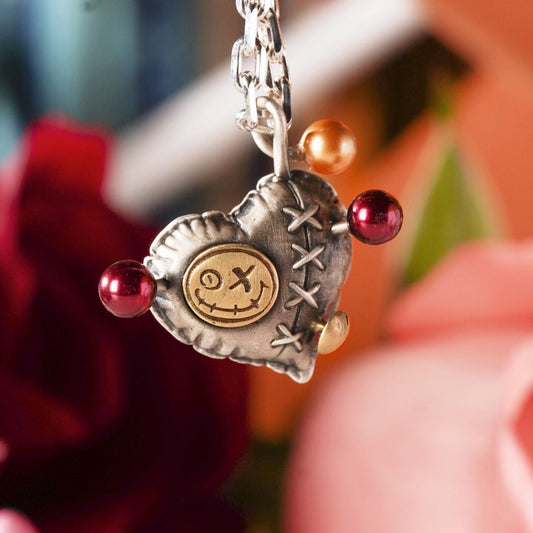 Voodoo balloon heart shape balloon necklace for girl or boy Handmade S925 Solid Sterling Silver Swarovski pearl wedding gift women Jewelry