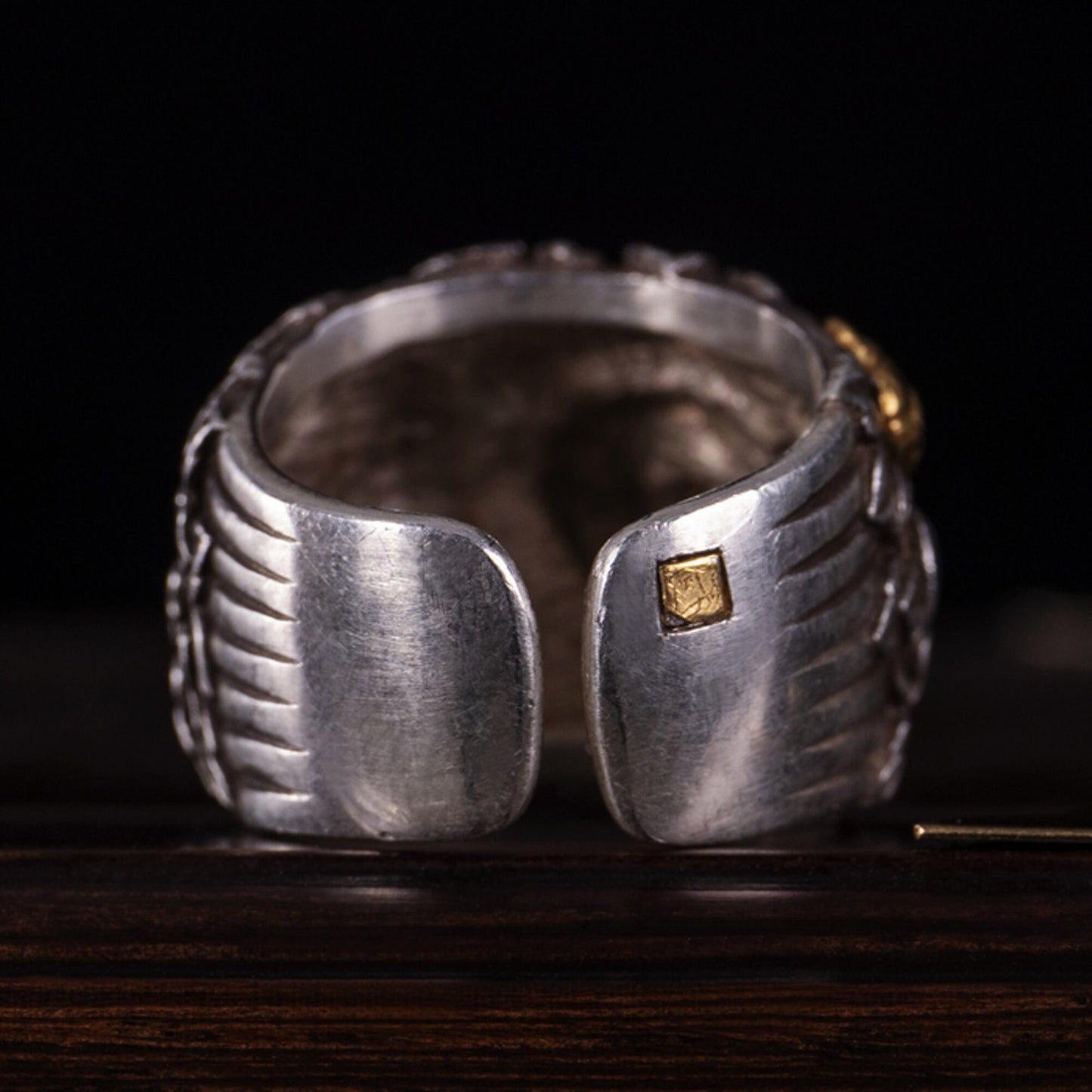 Men Ring "Peony Ring" 925 Sterling Silver with 24K gold inlay jewelry Men jewelry Man Ring