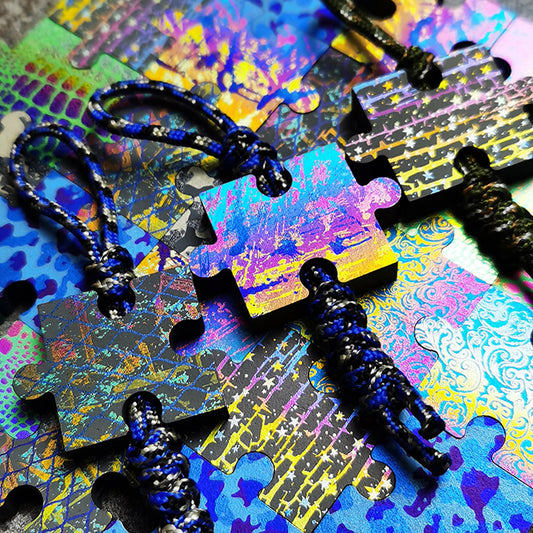 Paracord bead "Anodized Jigsaw Puzzle Titanium Bead" Colorful Ti Bead lanyard knife bead-EDC-custom bead-gift for men-bracelet
