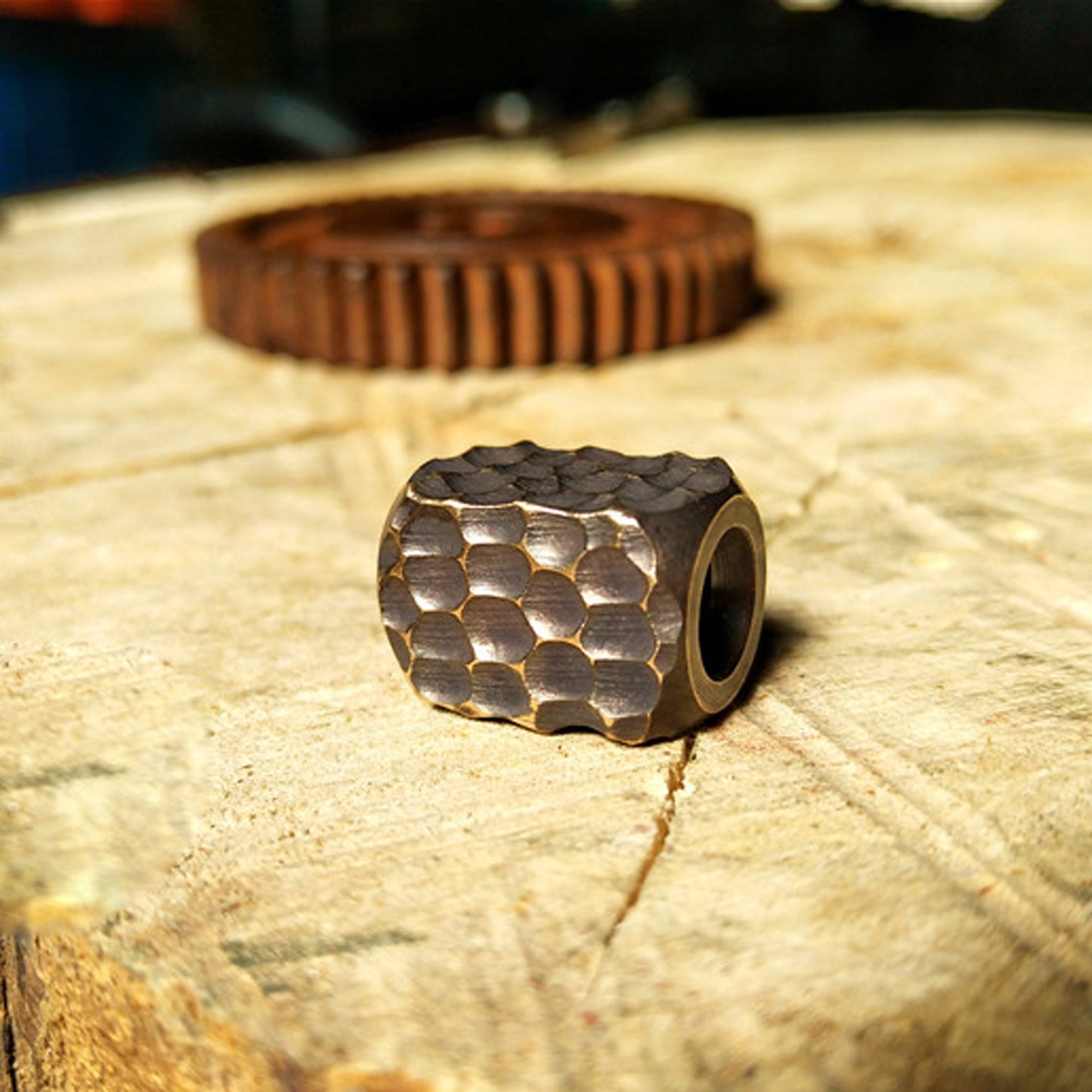 Paracord Bead "Stone Texture" Handmade Brass bead lanyard knife bead-EDC-custom bead-gift for men-bracelet of paracord