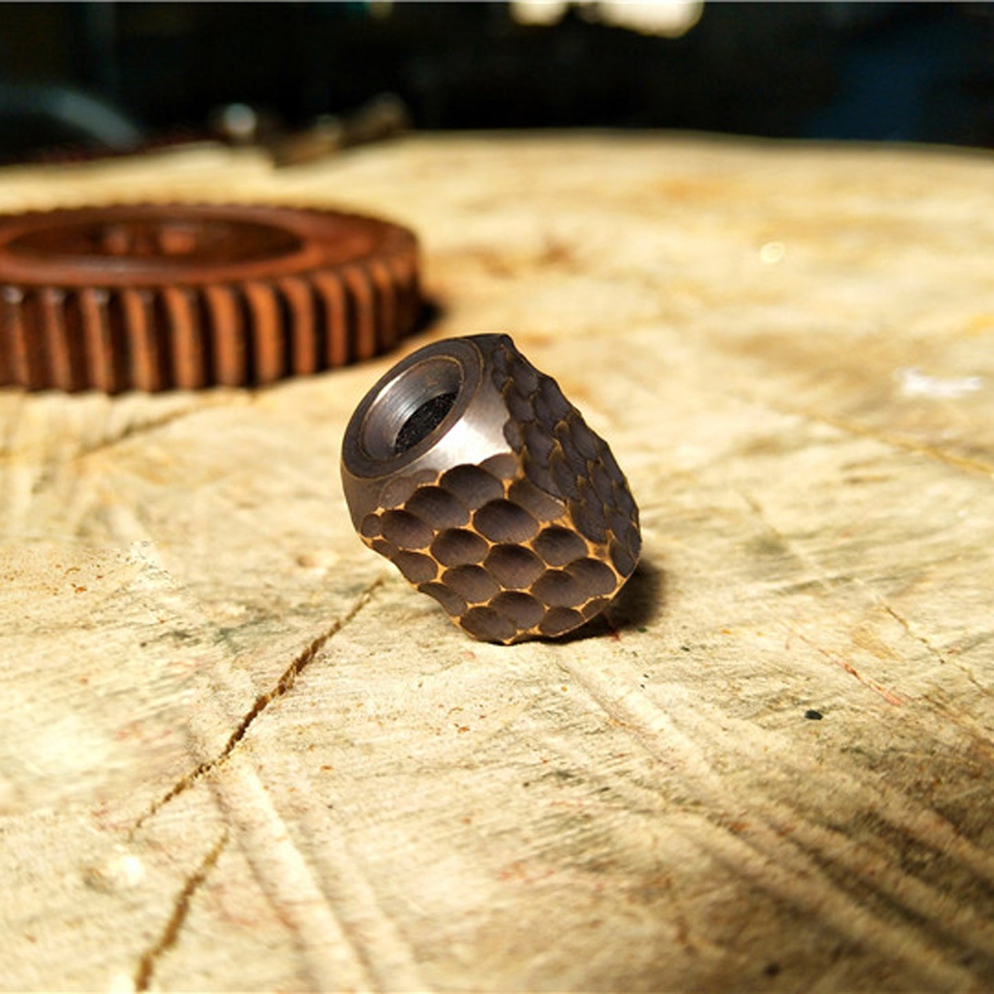 Paracord Bead "Stone Texture" Handmade Brass bead lanyard knife bead-EDC-custom bead-gift for men-bracelet of paracord