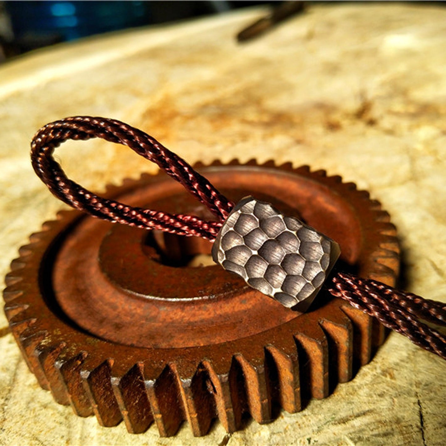 Paracord Bead "Stone Texture" Handmade Brass bead lanyard knife bead-EDC-custom bead-gift for men-bracelet of paracord
