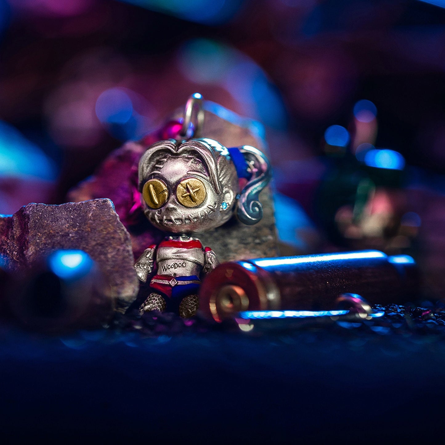 Suicide Squad Harley Quinn & Joker necklace with movable joints Handmade S925 Solid Sterling Silver Swarovski pearl wedding gift Jewelry