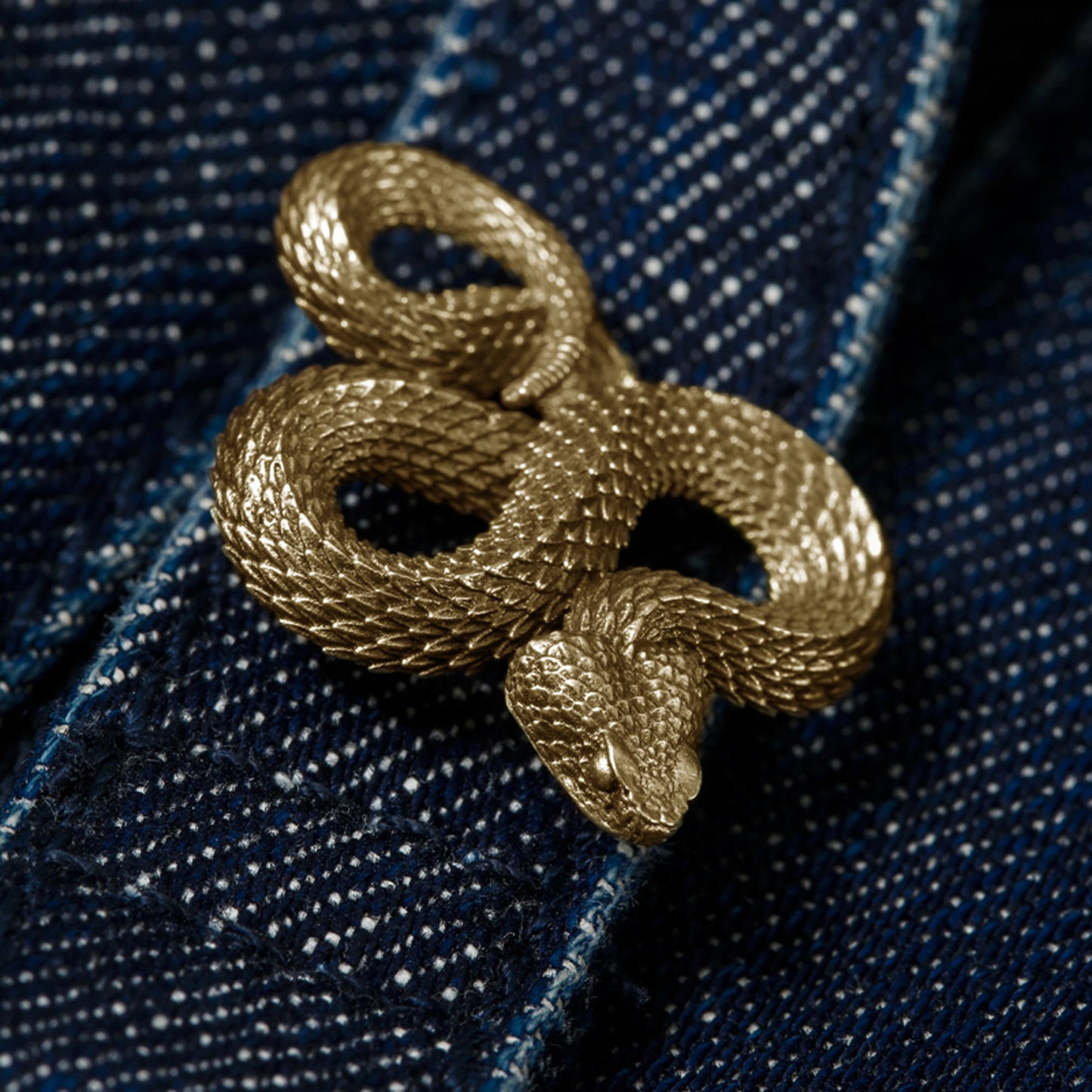 Rattlesnake Tie Tack brooch Solid Brass snake collar pin tie pin hat pin EDC charm Gothic punk accessory Father gift, husband gift, man gift