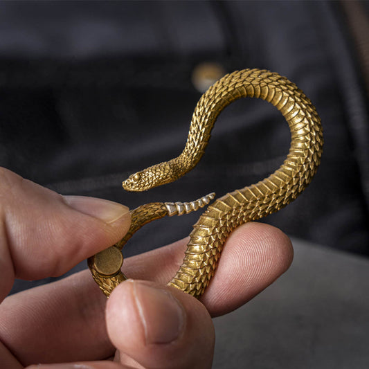Rattlesnake Key Hook S Hanger key ring Snake key chain Solid Brass Key ring EDC charm Gothic and punk accessory Father gift, man gift