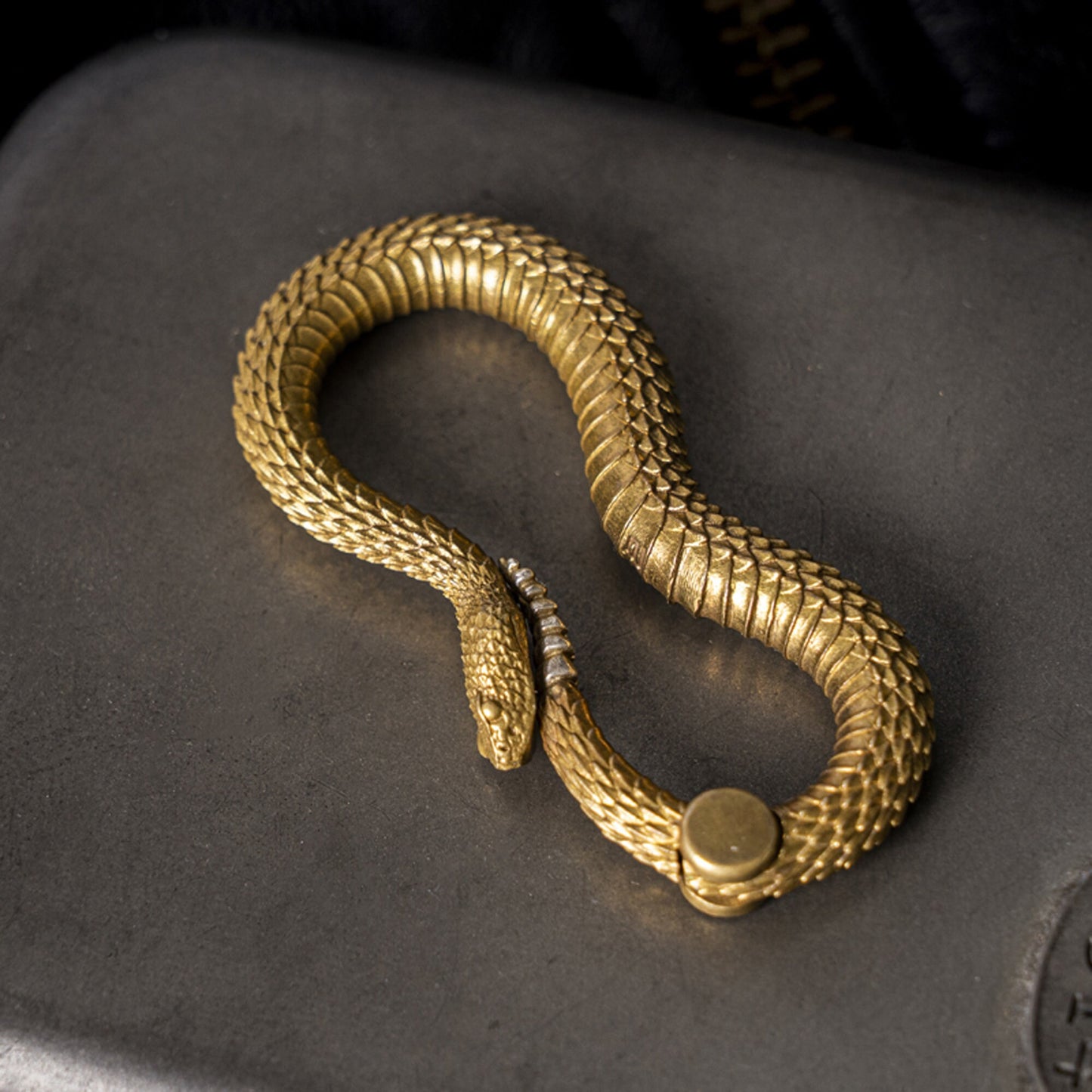 Rattlesnake Key Hook S Hanger key ring Snake key chain Solid Brass Key ring EDC charm Gothic and punk accessory Father gift, man gift