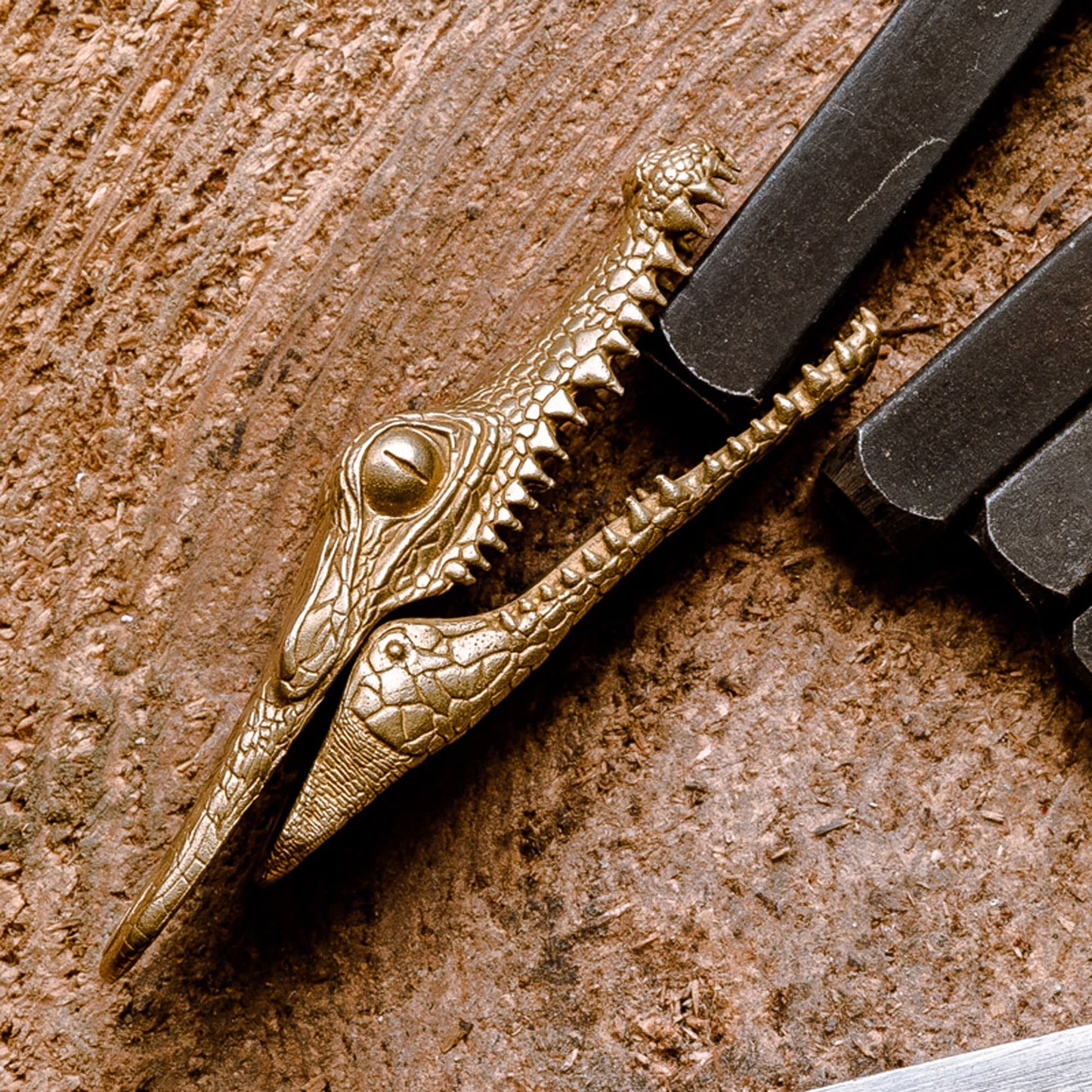 Crocodile Clip key chain Solid Brass alligator Key ring EDC charm Gothic and punk accessory Father gift, husband gift, best man gift
