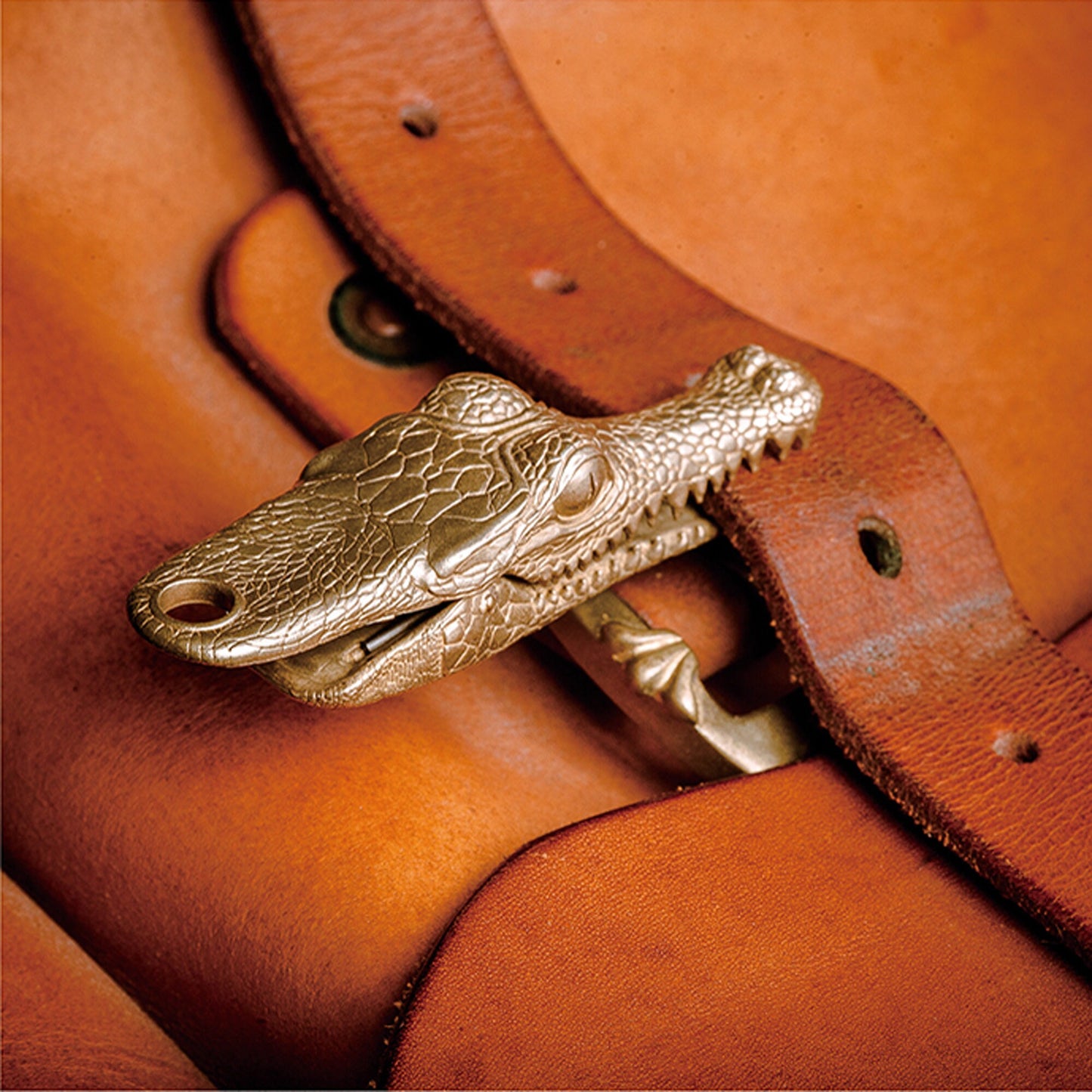 Crocodile Clip key chain Solid Brass alligator Key ring EDC charm Gothic and punk accessory Father gift, husband gift, best man gift