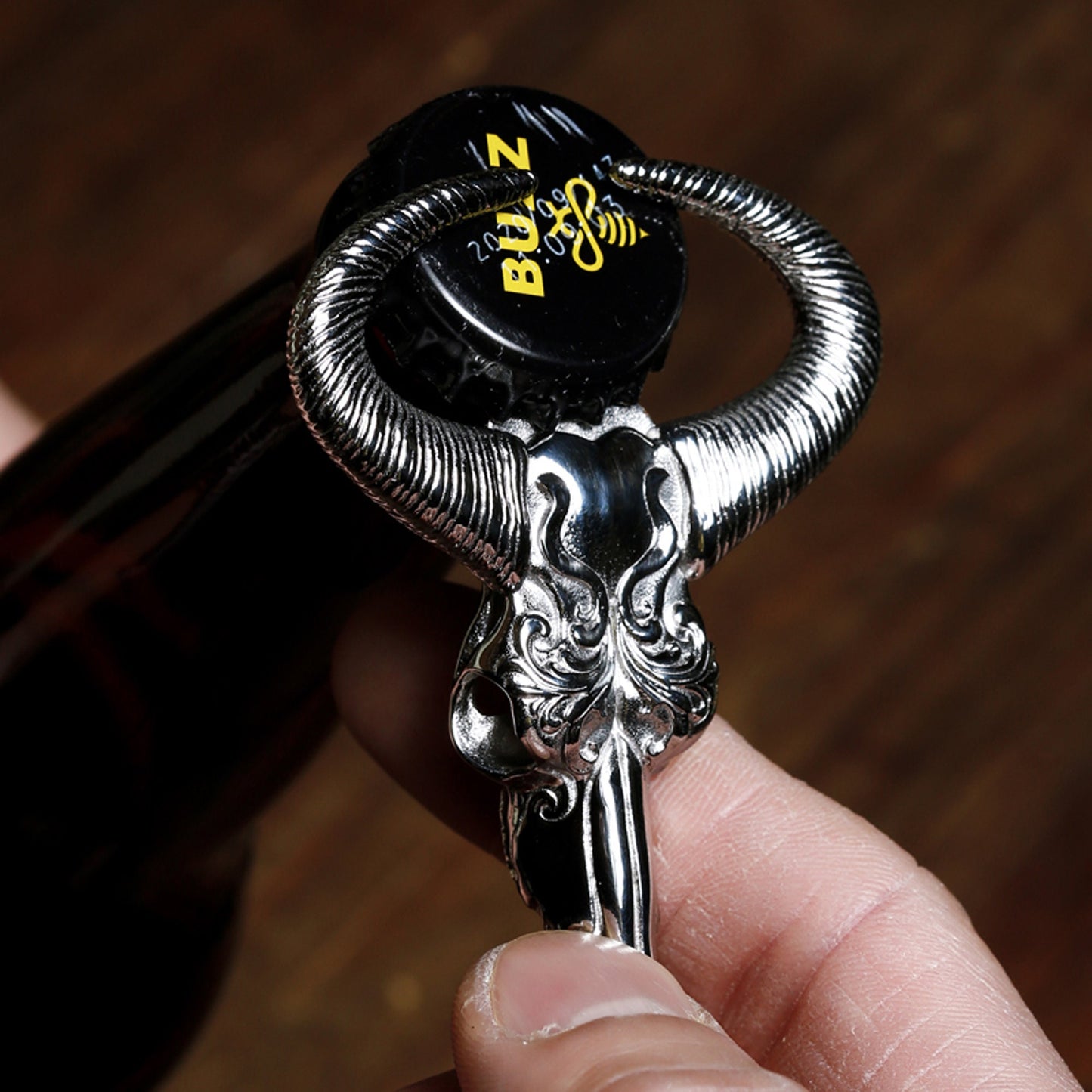 Bull Head Bone bottle opener solid stainless steel pendant key chain EDC charm Gothic and punk accessory Men gift Father gift husband gift